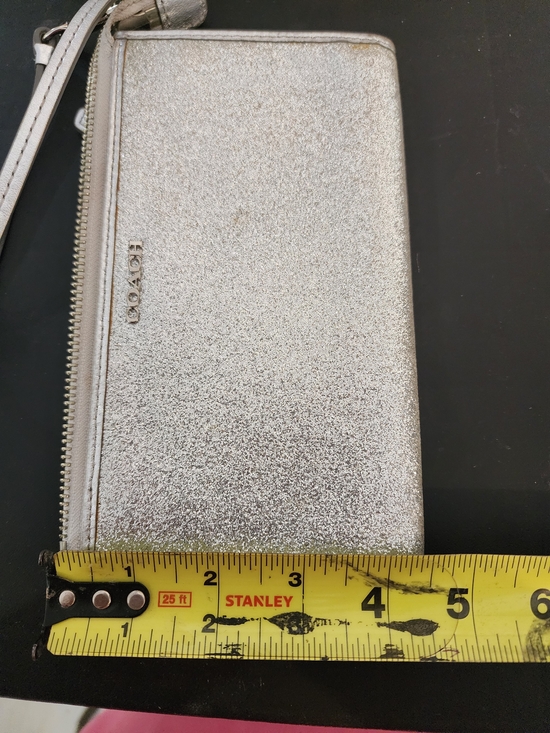 Coach Handbags - Coach Silver Glitter Zip Wristlet Wallet